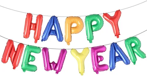 Vista 11 de Cartel de Feliz Año Nuevo de 16 pulgadas - Globo de aluminio 2021 para decoración de fiestas, suministros de celebración (negro)