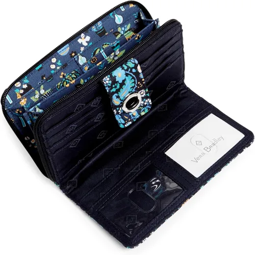 Vista 2 de Vera Bradley - Cartera de algodón para mujer, con cierre giratorio (Turnlock) y protección contra interferencia de radiofrecuencia (RFID)