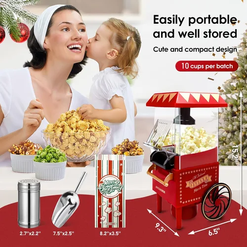 Vista 5 de Máquina de palomitas de maíz, kit de máquina de palomitas de maíz de aire caliente, caja de regalo, máquina portátil para hacer palomitas de maíz