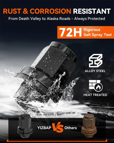 Vista 2 de YIZBAP 20 tuercas negras de 14 x 1.5 pulgadas, M14x1.5 OEM fábrica Mag arandela estilo arandela, tuercas hexagonales de 1.8 pulgadas de alto 0.866