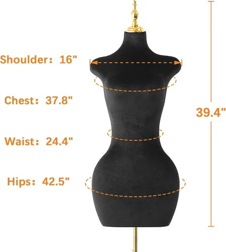 Vista 7 de Soporte de trípode de maniquí femenino de terciopelo negro,Maniquí ajustable en altura para cuerda,Maniquí de forma de vestido y exhibición de joyas