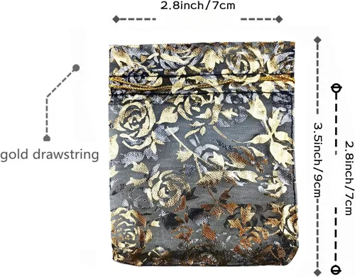 Vista 2 de QIANHAILIZZ Paquete de 100 bolsas de regalo de organza con forma de corazón de flores de 2.8 x 3.5 pulgadas, bolsa de regalo para dulces, bolsa