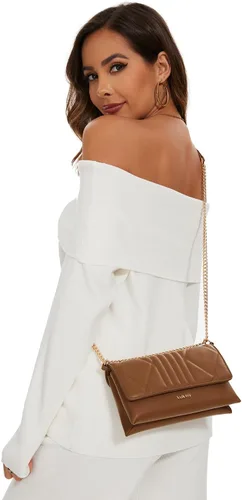 Vista 7 de Vulkitty Bolso bandolera para mujer con correa de cadena ajustable, de cuero, cierre de hebilla magnética