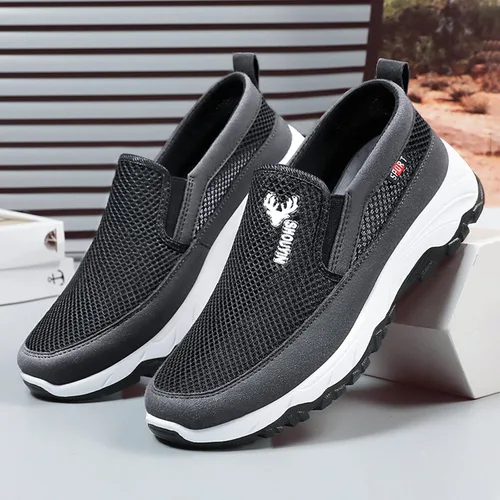 Vista 6 de DirraBra Zapatos deportivos ortopédicos de malla para hombre, zapatos deportivos transpirables, zapatos náuticos con plataforma casual, cómodos