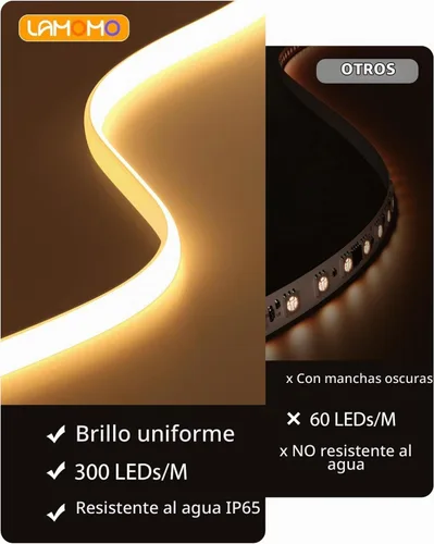Vista 6 de Lamomo COB - Tira de luces LED Pro, 9.84 pies, color blanco cálido, regulable, autoadhesiva, con control remoto, flexible, cortable, impermeable