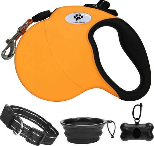 Vista 16 de Correa retráctil de 13 pies para perros grandes de hasta 26 libras, cinta de nailon sin enredos, color negro, S