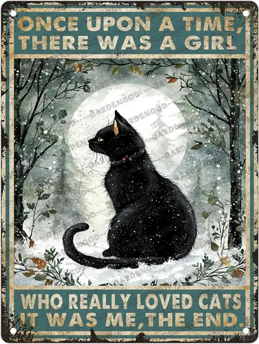 Vista 30 de Cartel de metal divertido vintage con diseño de gato de cocina con texto en inglés «Cat Never Trust A Skinny Cook», póster de metal para el hogar