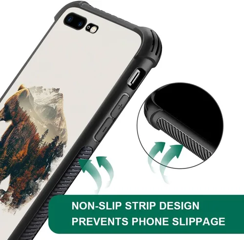Vista 7 de Funda compatible con iPhone 8 Plus, diseño de oso de bosque otoñal, a prueba de golpes, antiarañazos, carcasa trasera de policarbonato duro