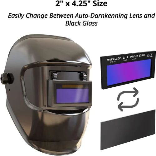 Vista 5 de Lente de soldadura HD de oscurecimiento automático, lente de filtro de soldadura de color verdadero de 2 x 4.25 pulgadas, con 2 piezas de repuesto