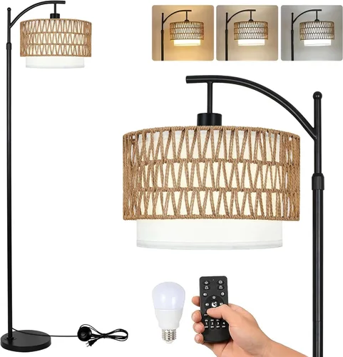 Vista 8 de AHDWDW Lámpara de Pie de Arco Dorado para Sala de Estar, Dormitorio, Lámparas de Pie Modernas Ajustables Únicas con Control Remoto, Lámpara de Pie
