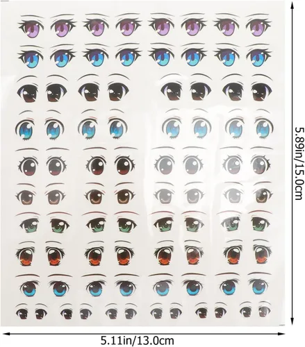Vista 9 de EXCEART Calcomanías para ojos de muñeca con calcomanías de agua para cejas, 8 hojas de estilo mixto para bricolaje, muñeca de arcilla, maquillaje
