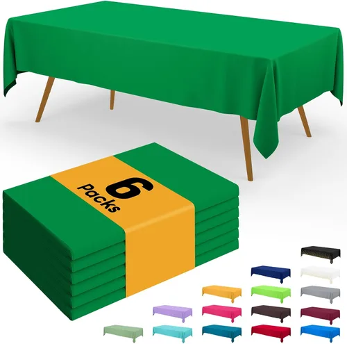 Vista 48 de Smiry - Juego de 6 manteles desechables, 54 x 78 pulgadas, manteles impermeables rectangulares para fiestas, cubierta de mesa de plástico