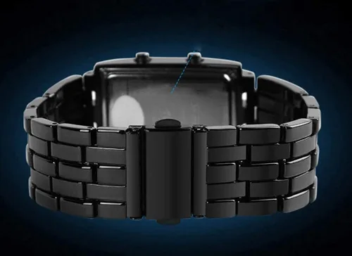 Vista 4 de Fashion Mens Binary Sports Watch Digital LED Matrix Black Square Watch