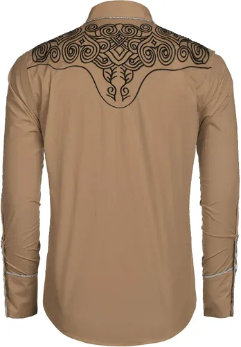 Vista 3 de COOFANDY Men's Western Shirts Long Sleeve Slim Fit Embroideres Cowboy Casual Button Down Shirt