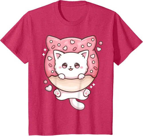 Vista 49 de Camiseta Kawaii Cat Donut Anime Lover Otaku, Negro