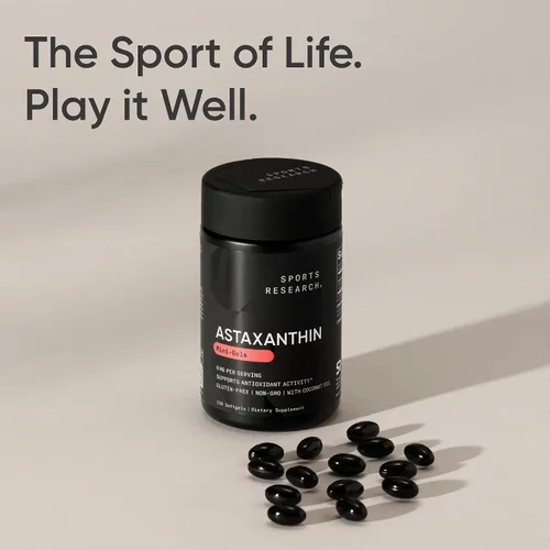 Vista 7 de Sports Research Suplemento de astaxantina de triple fuerza (6 mg) con aceite de coco orgánico para actividad antioxidante, apoyo a la salud