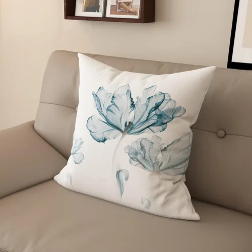 Vista 2 de Funda de cojín texturizada moderna y minimalista con estampado floral creativo, funda de cojín cuadrada de impresión digital para sofá de sala
