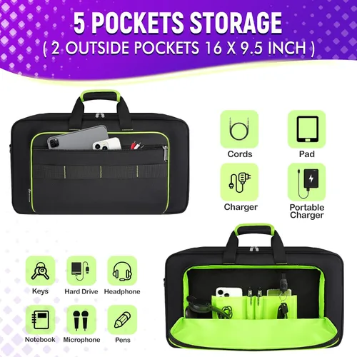 Vista 4 de SNIGJAT Funda para controlador DJ DDJ FLX4/400/REV1 con compartimento para Verde