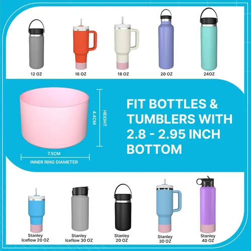 Vista 2 de Elevate 2 fundas de silicona compatibles con Stanley Quencher de 40 onzas, vaso de 30 onzas con asa, IceFlow de 20 onzas, cubierta inferior
