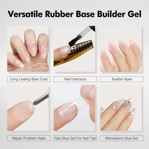 Vista 5 de FZANEST Kit de 2 piezas de gel constructor de base de goma, 0.5 onzas líquidas, 7 en 1, kit de uñas de gel constructor 7 en 1 para reparación