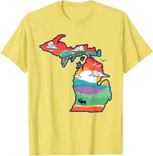 Vista 36 de Michigan Outside - Camiseta con ilustración artística