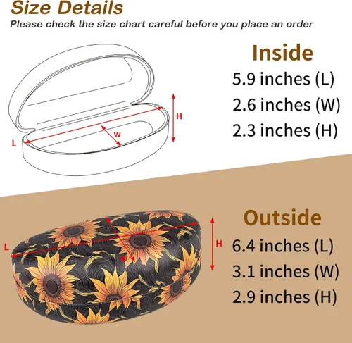 Vista 2 de bvya Funda rígida unisex para lentes de sol, estuche grande para gafas de sol de gran