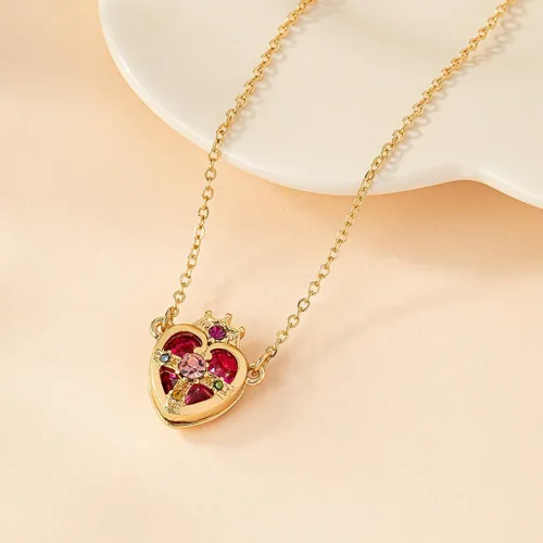 Vista 3 de POYAMUSE Collar con colgante de estrella guardiana de anime para mujeres, joyería de cosplay Corona