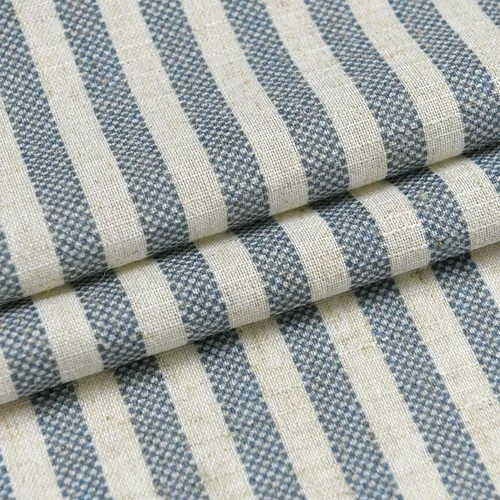 Vista 4 de Cortinas de cocina estilo granja a rayas Vangao de 24 pulgadas de largo, cortinas de lino para café, cortinas de nivel con rayas, cortinas Boxter