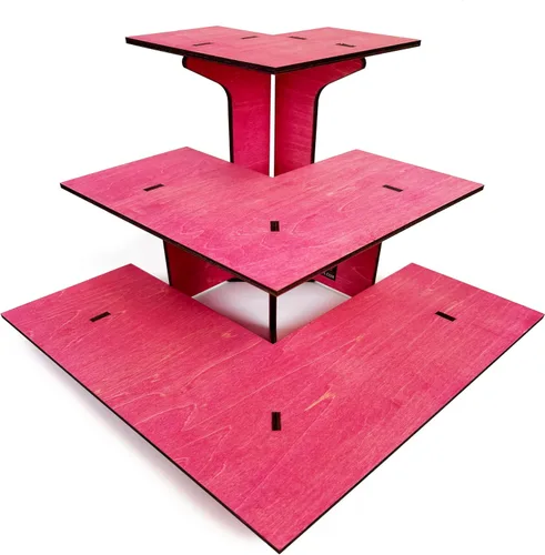 Vista 10 de Mesa expositora de esquina de ébano quemado de 3 niveles con estantes para productos - portátil Negro
