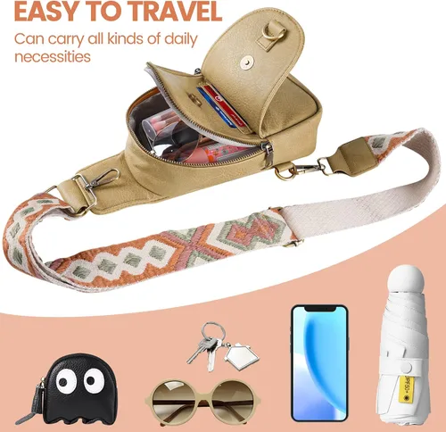 Vista 2 de KFXFENQ Bolso bandolera para mujer, de piel sintética, bolso bandolera pequeña, mochila cruzada multiusos para el pecho, para mujer, ciclismo