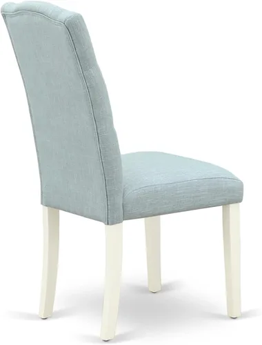 Vista 8 de East West Furniture ANCE3-LWH-15 - Juego de mesa de comedor moderno de 3 piezas que contiene una mesa de cocina redonda con pedestal y 2 sillas