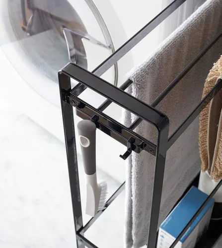 Vista 4 de YAMAZAKI Home Tower - Toallero y carrito de baño, organizador de almacenamiento de baño rodante, 33 pulgadas, acero, capacidad para 4 toallas