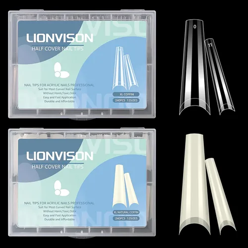 Vista 8 de LIONVISON Puntas de uñas cuadradas XL: 480 puntas de uñas extra largas sin