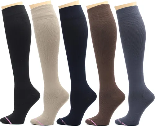 Vista 7 de Dr. Motion - 5 pares de calcetines de compresión terapéutica graduada de 8-15 mmHg para rodillas de mujer
