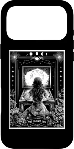 Vista 22 de The Pinball Girl Retro Arcade Game 80s Tarot Card Skeleton Case for iPhone 17