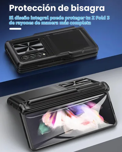 Vista 6 de Viaotaily Funda para Galaxy Z Fold 3 con Soporte para Bolígrafo, Funda Fold 3 con Protección de Bisagra y Protector de Pantalla, Funda con Soporte