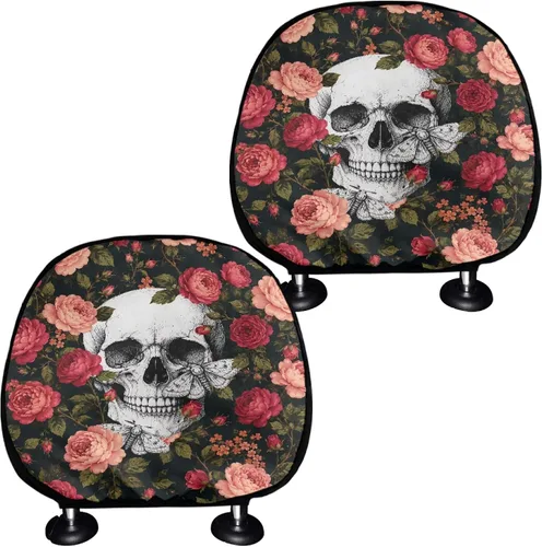 Vista 6 de Funda universal para reposacabezas de auto con estampado de vaca azteca, girasol, 2 piezas, funda universal para reposacabezas de asiento