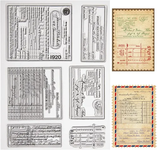 Vista 17 de CRASPIRE Sellos Transparentes con Fondo de Grieta Vintage Retro, Sellos de Goma Reutilizables de Silicona Transparente para Álbum de Fotos, Álbum