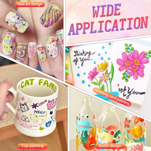 Vista 5 de Juego de 12 rotuladores para arte de uñas, rotuladores de esmalte de uñas de secado rápido 3D de 0.5MM, 2025 marcadores de arte de uñas DIY