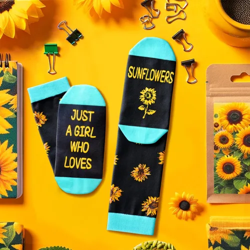 Vista 5 de Zmart Funny Crazy Socks for Women Teen Girls, Sunflower Socks Gifts for Plant Lovers Garden Gifts for Nature Lovers