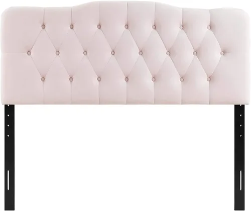 Vista 4 de Modway Annabel - Cabecero de terciopelo con estilo capitoné de diamantes para cama individual en color rosa