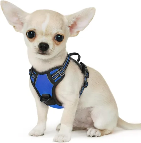 Vista 30 de Eagloo Arnés para perro pequeño, sin tirones, chaleco de servicio con tiras reflectantes y asa de control, ajustable y cómodo para caminar, arnés