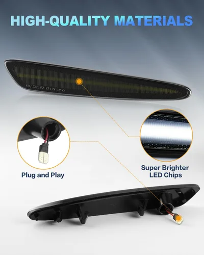 Vista 8 de Luces LED dinámicas de marcador lateral compatibles con Chevy Corvette C6 2005-2013 escaneo secuencial intermitente a luz blanca constante, 10 veces