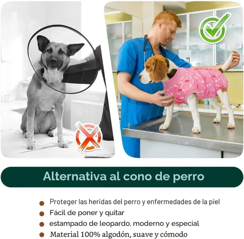 Vista 6 de Kuoser Traje de cirugía para perro, cómodo traje de recuperación para perras, mameluco protector posoperatorio, alternativa suave al cuello E