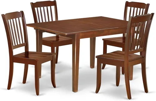 Vista 9 de East West Furniture MLDA3-MAH-C - Juego de mesa de comedor moderno de 3 piezas que contiene una mesa rectangular de madera con hoja de mariposa y 2