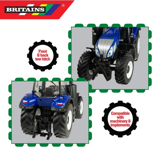 Vista 5 de Britains 1:32 New Holland T8.435 - Juego de tractores coleccionables para niños, tractor de juguete compatible con todos los juguetes de granja a