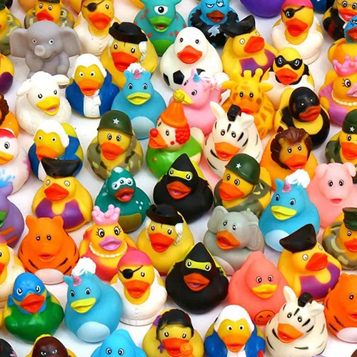 Vista 9 de WQTHE Paquete de 30 patos de goma para Jeeps Ducking, pato flotante a granel de 2.3 pulgadas para niños, surtido de juguetes de baño para bebés