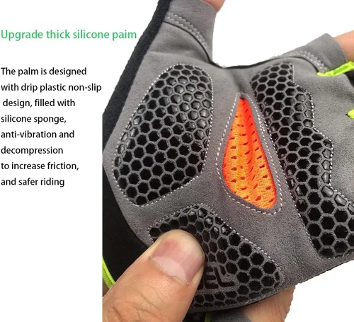 Vista 4 de Guantes de ciclismo de carretera de gel para hombre guantes de ciclismo de medio dedo guantes de bicicleta de carretera MTB almohadilla de gel que