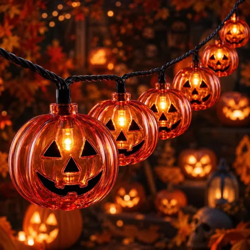 Vista 14 de Abeja Luces de ventana de Halloween, paquete de 4 unidades, calabaza