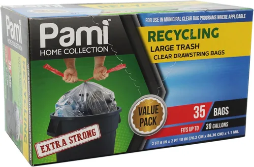 Vista 8 de PAMI Bolsas de basura altas con cordón de reciclaje para cocina, bolsas de basura de plástico extra fuertes, forros gruesos para cubos de basura